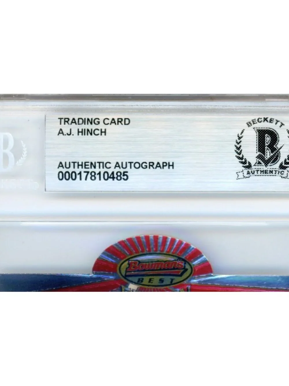 AJ Hinch Signed 1998 Bowman’s Best Mirror Image MI10 Athletics Card BAS Slab